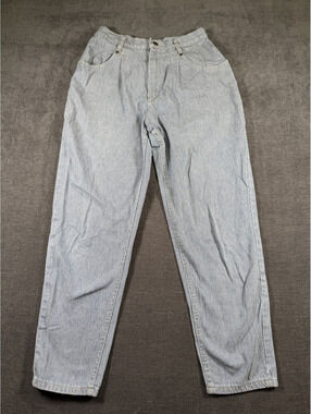 Vintage 1980s Lee High-Waisted Pleated Tapered Leg Gingham Jeans Size 12
